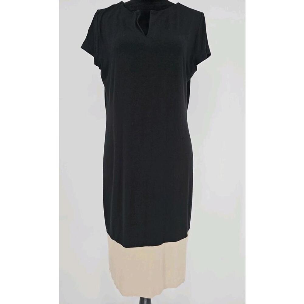 Chico’s T-shirt‎ Dress Sz 1 Color Block V-Neck Short Sleeve